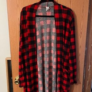 Black and Red Plaid Cardigan